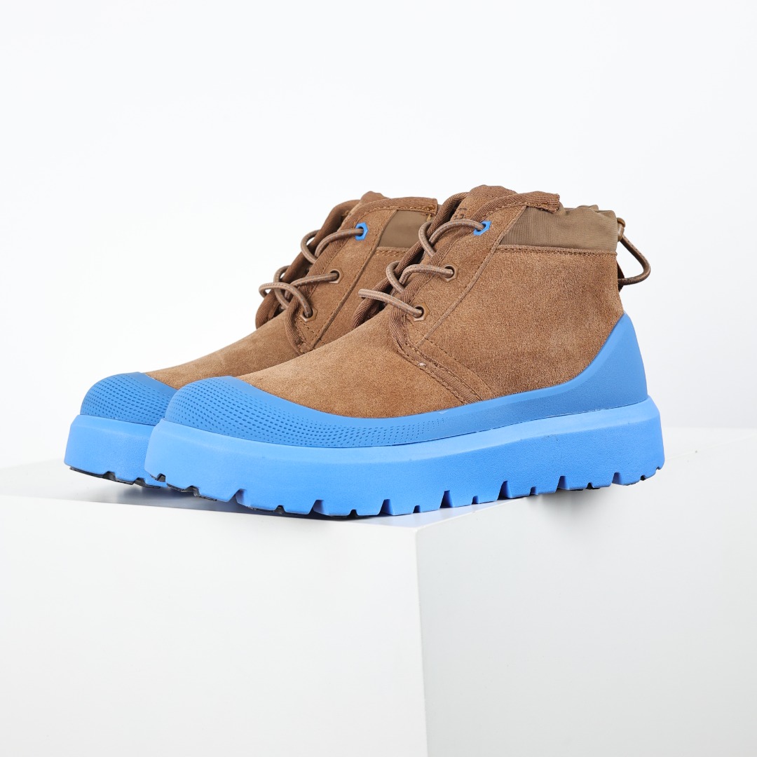 UGG Neumel Weather Hybrid chestnut body bright blue bottom outdoor lace-up booties 1143991-CHBL