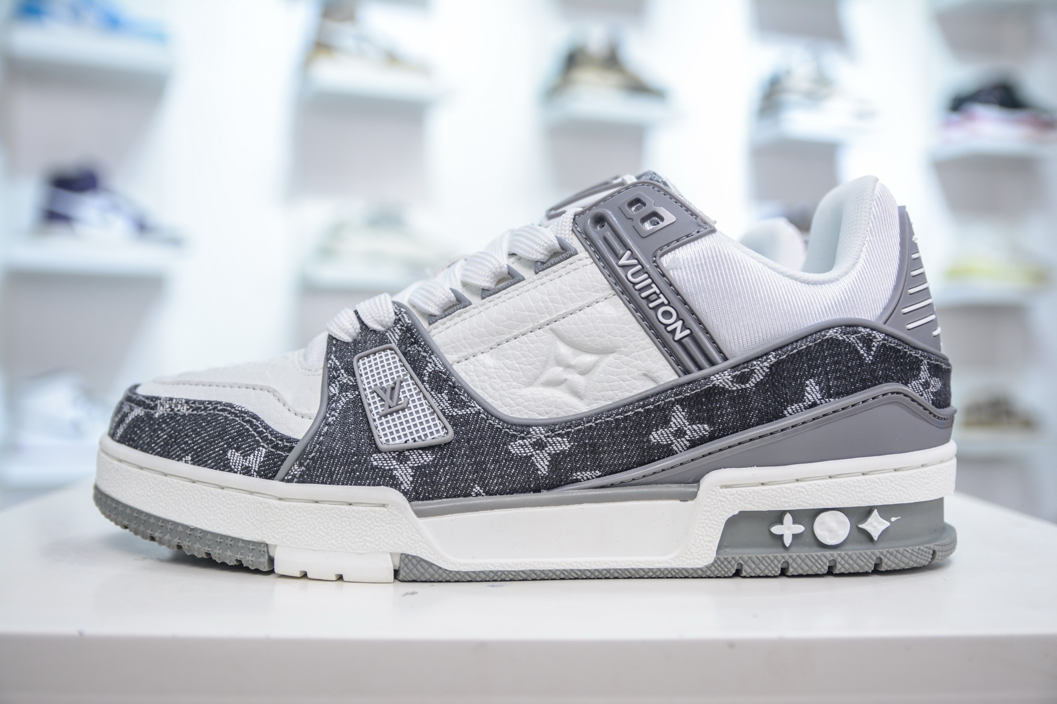 Louis Vuitton Trainer gray denim white gray denim 1ADF5F