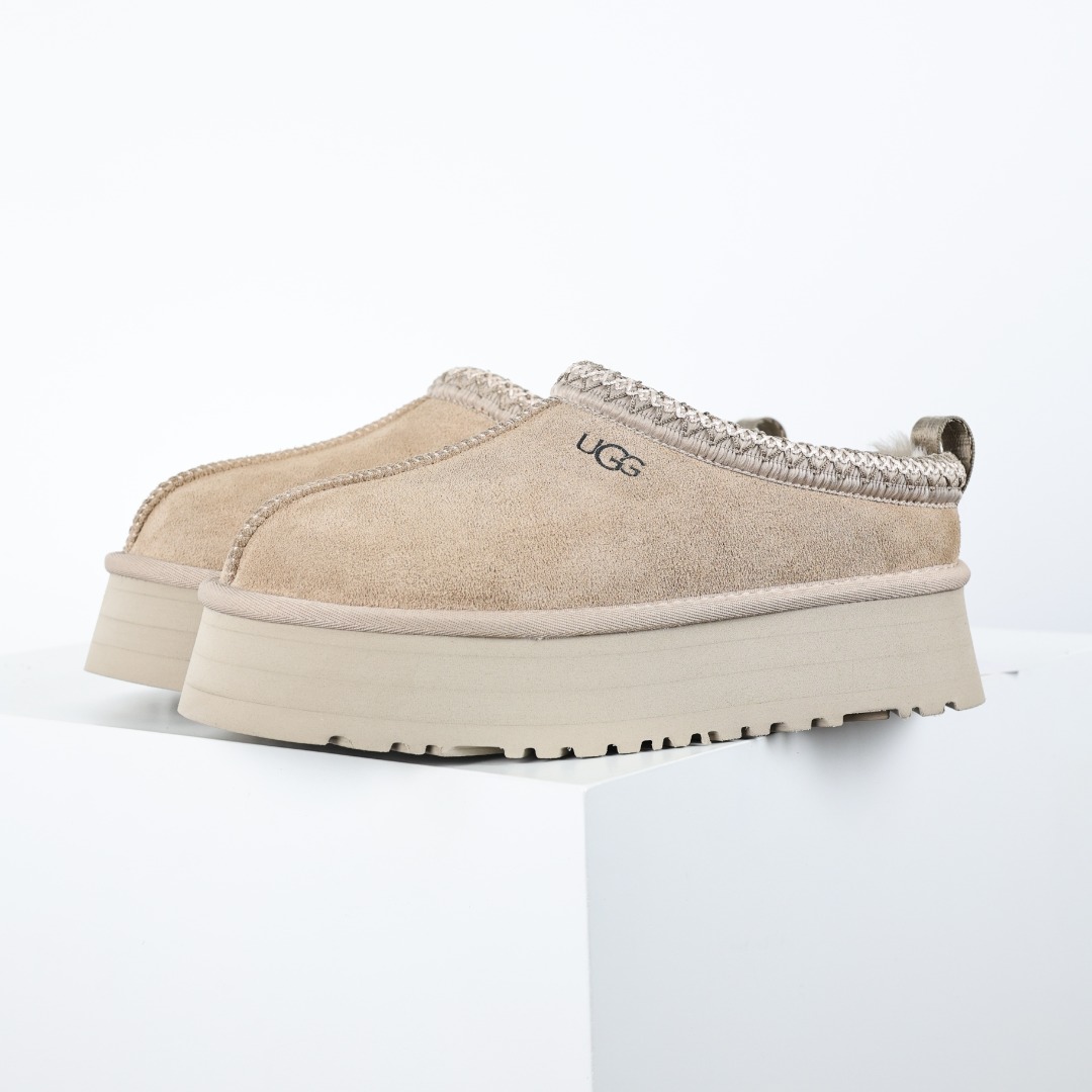 UGG Tazz Slipper Driftwood light khaki ethnic woven thick bottom half slippers 1122553-DRIF