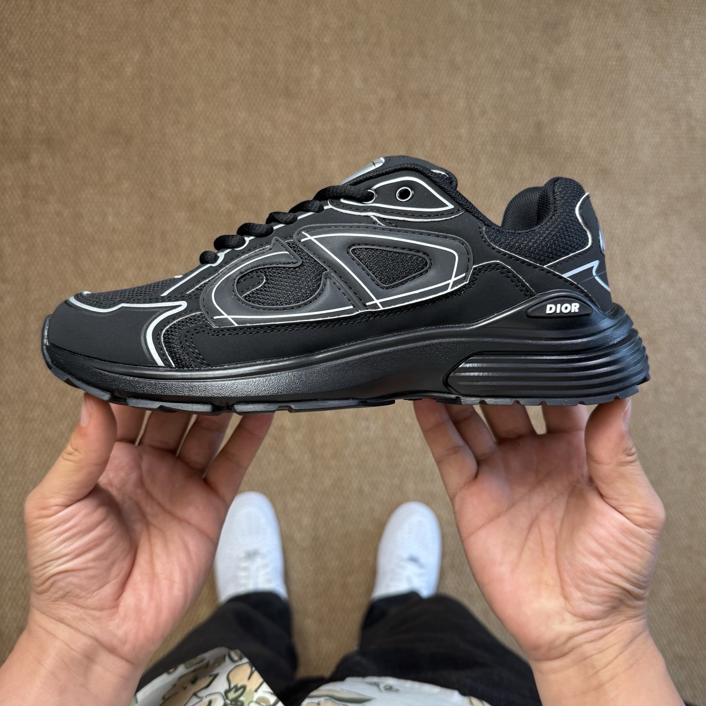 Dior B30 Sneaker all black reflective CD retro running shoes 3SN279ZMB-H000