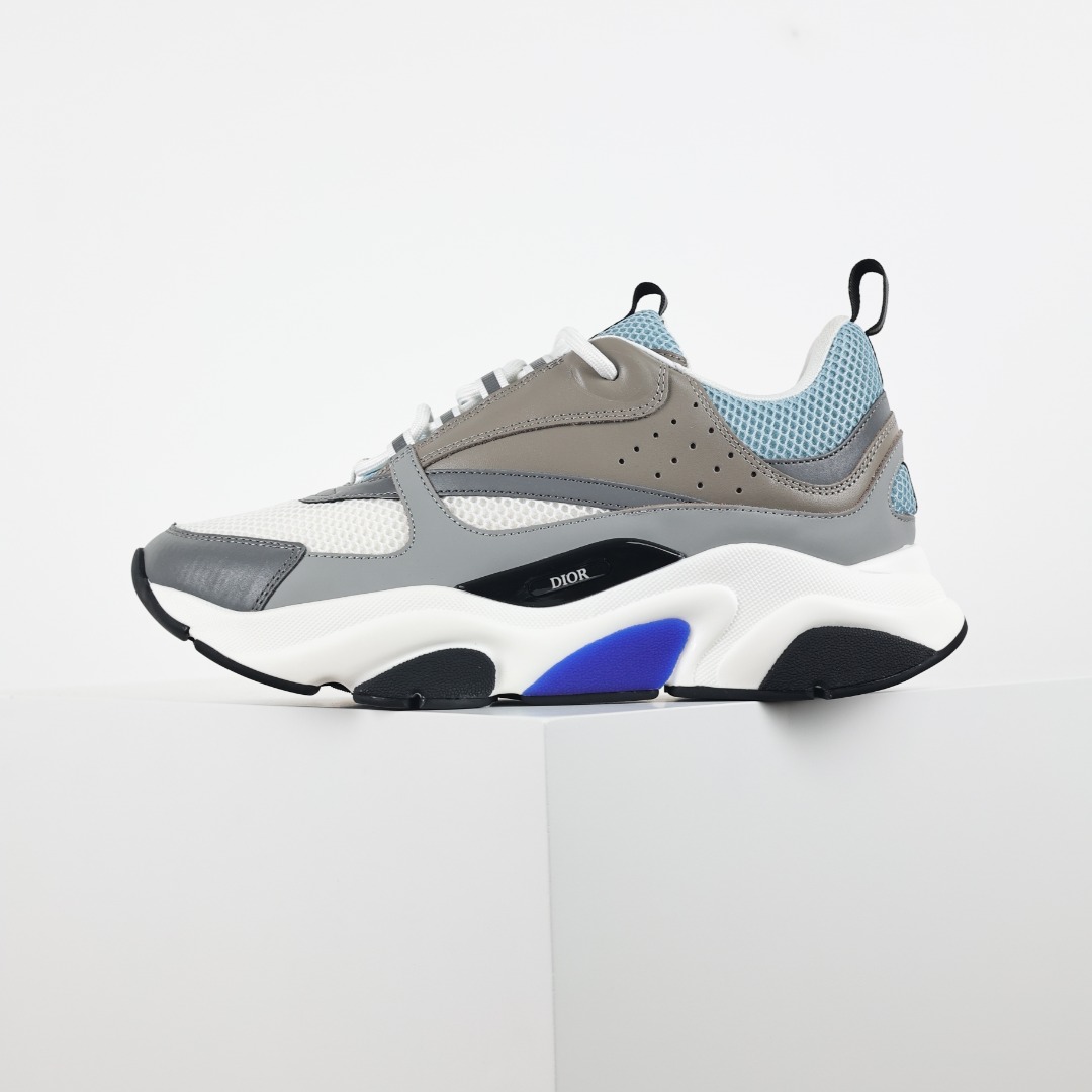 Dior B22 Sneaker gray sky blue colorblock daddy shoes 3SN231ZNG ‑y091